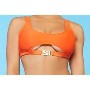 Sports Illustrated Forever 21 Orange Bikini Top Cutout Gold Buckle